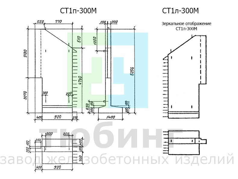 Стенка откосная СТ1пл-300М для особо суровых климатических условий по серии 3.501.1-177.93, вып.1-2