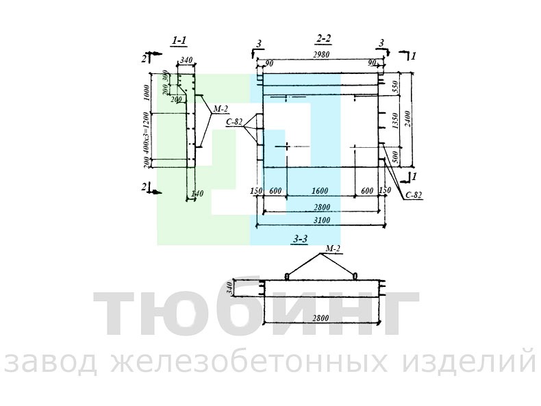 Панель стеновая ПБ1-24-1 по серии 3.900-2, вып.2