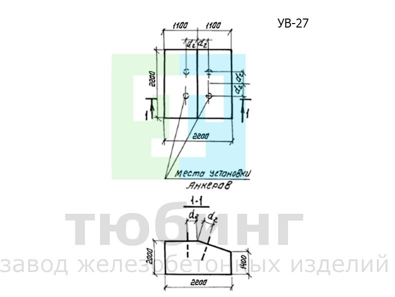 Упор УВ-27 по серии 3.001.1-3 для напорных трубопроводов водопровода и канализации