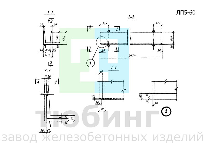 Лоток прямоугольный ЛП5-60 по серии 3.900-2, вып.6