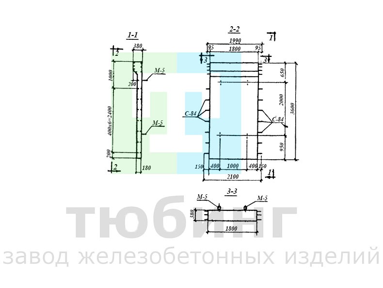 Панель стеновая ПБ2-36-1 по серии 3.900-2, вып.2