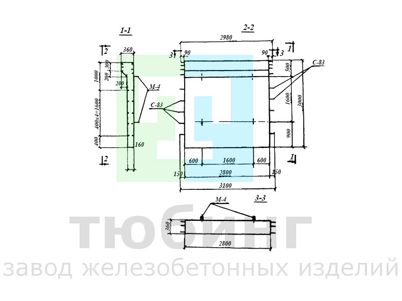 Панель стеновая ПБ1-30-1 по серии 3.900-2, вып.2