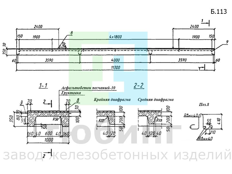 Балка Б.113 по серии 3.501-180.95, вып.2