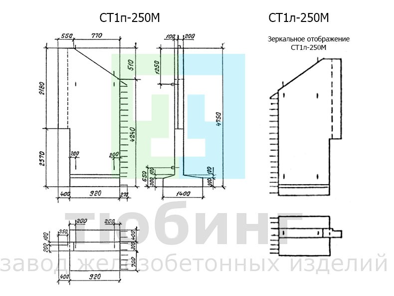 Стенка откосная СТ1пл-250М для особо суровых климатических условий по серии 3.501.1-177.93, вып.1-2